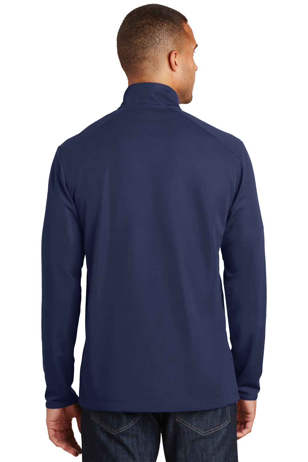 Port Authority K806 Mens Moisture Wicking 1/4 Zip Sweatshirt Navy Blue Back
