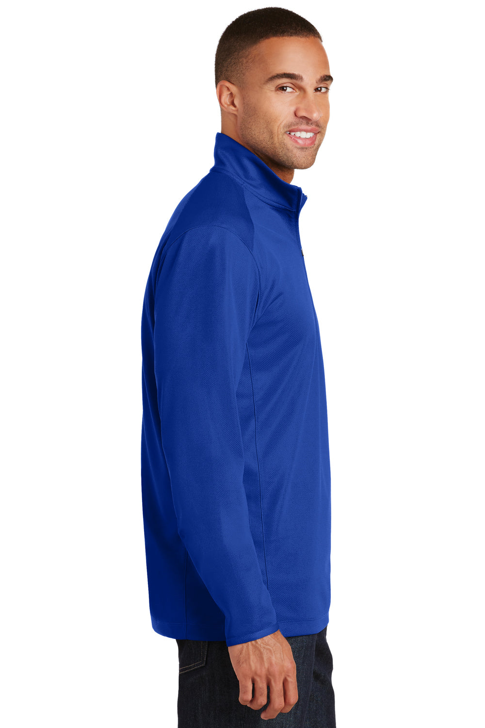 Port Authority K806 Mens Moisture Wicking 1/4 Zip Sweatshirt Royal Blue Side