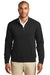 Port Authority K807 Mens 1/4 Zip Long Sleeve Sweater Black Front