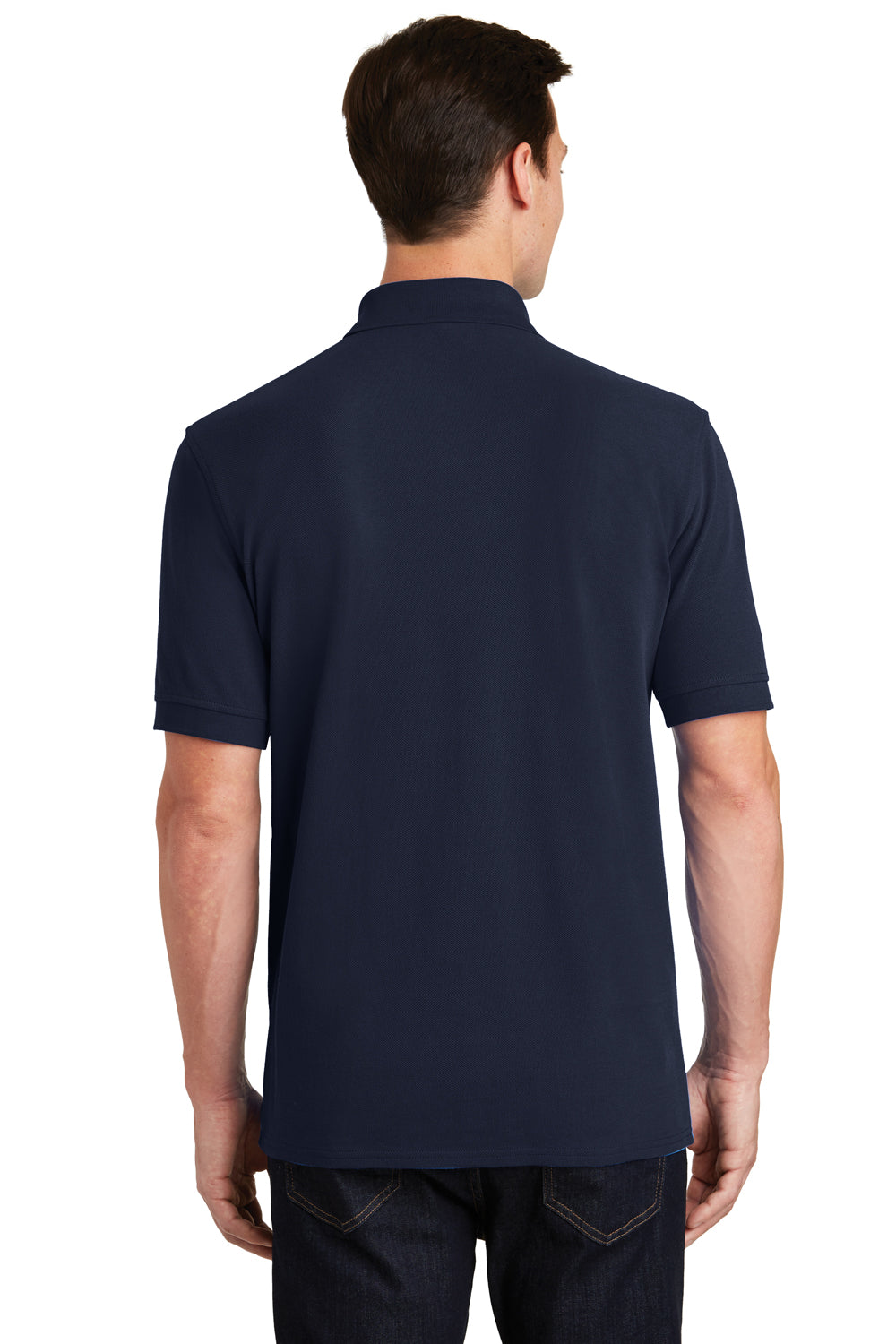 Port & Company KP1500 Mens Stain Resistant Short Sleeve Polo Shirt Navy Blue Back