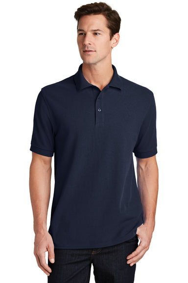 Port & Company KP1500 Mens Stain Resistant Short Sleeve Polo Shirt Navy Blue Front