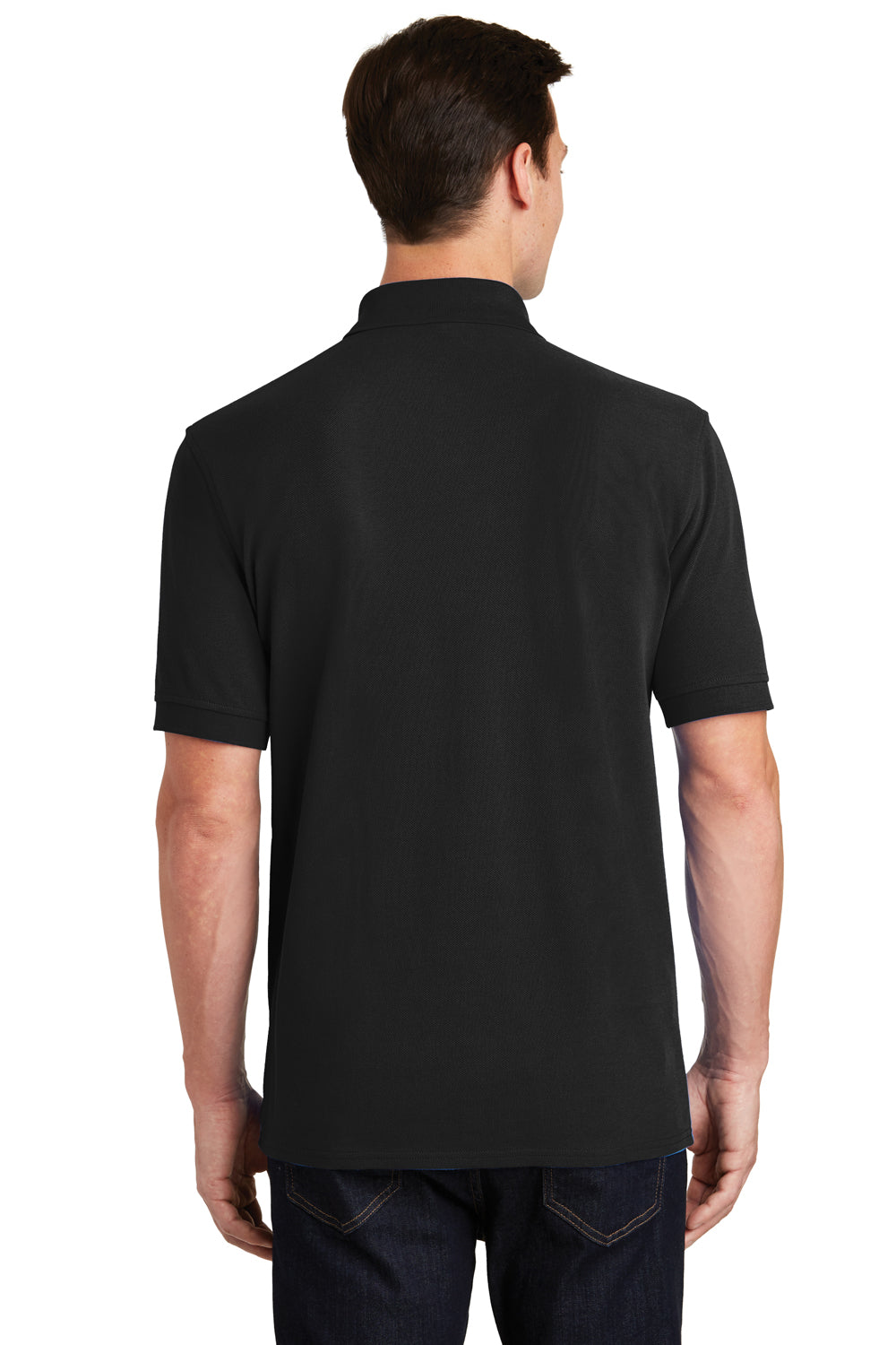 Port & Company KP1500 Mens Stain Resistant Short Sleeve Polo Shirt Black Back