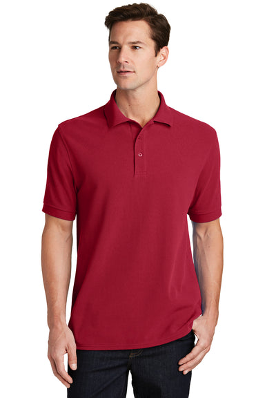 Port & Company KP1500 Mens Stain Resistant Short Sleeve Polo Shirt Red Front