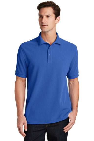 Port & Company KP1500 Mens Stain Resistant Short Sleeve Polo Shirt Royal Blue Front