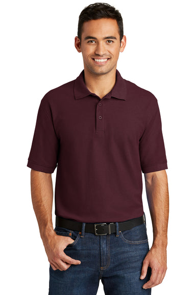 Port & Company KP155 Mens Core Stain Resistant Short Sleeve Polo Shirt Maroon Front