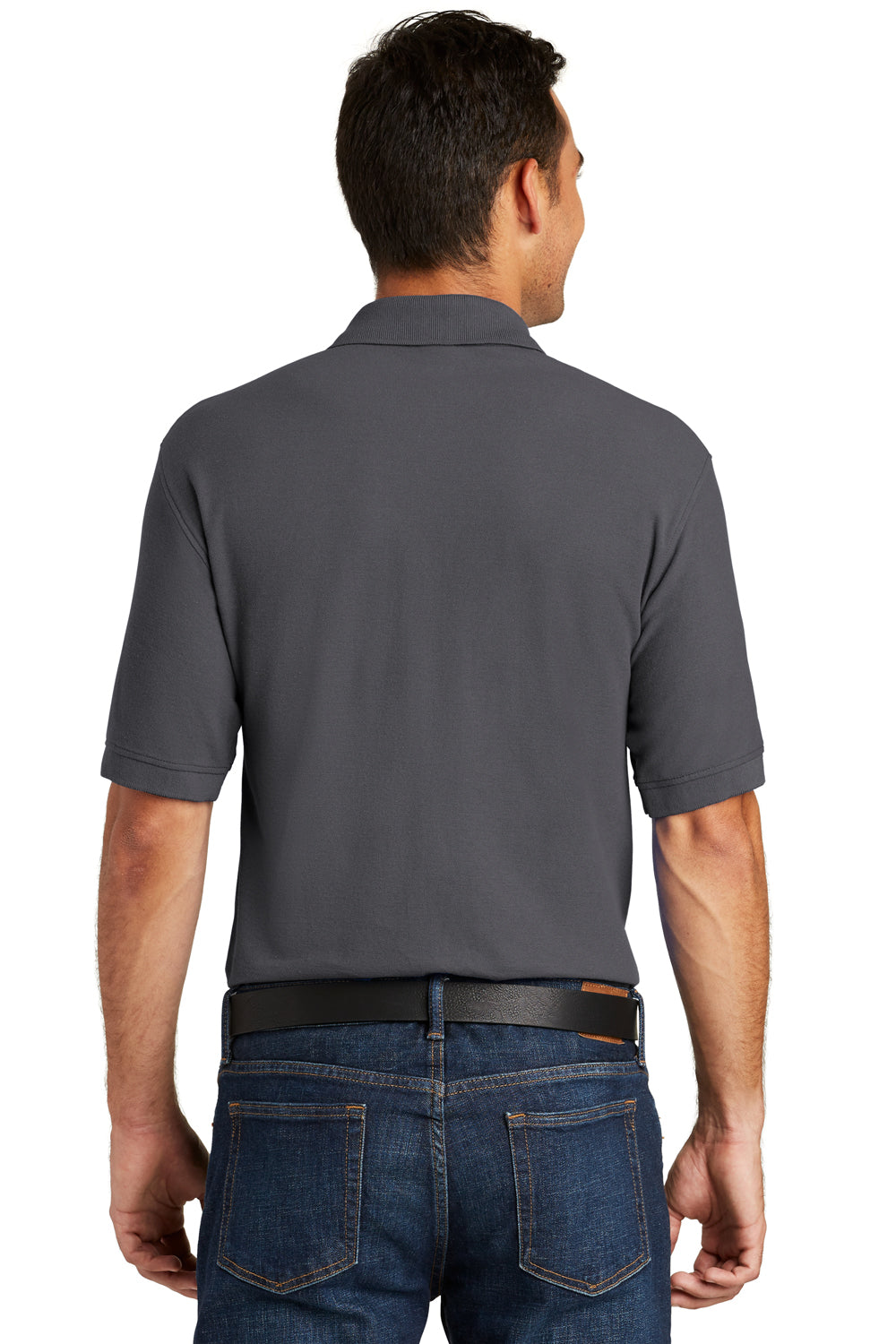 Port & Company KP155 Mens Core Stain Resistant Short Sleeve Polo Shirt Charcoal Grey Back