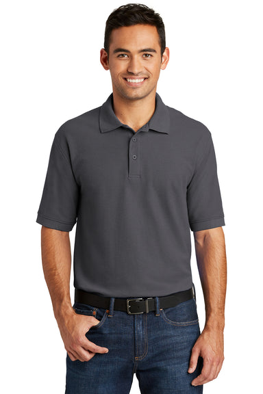 Port & Company KP155 Mens Core Stain Resistant Short Sleeve Polo Shirt Charcoal Grey Front