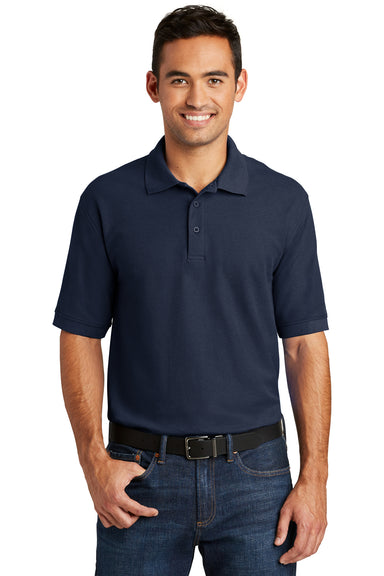 Port & Company KP155 Mens Core Stain Resistant Short Sleeve Polo Shirt Navy Blue Front