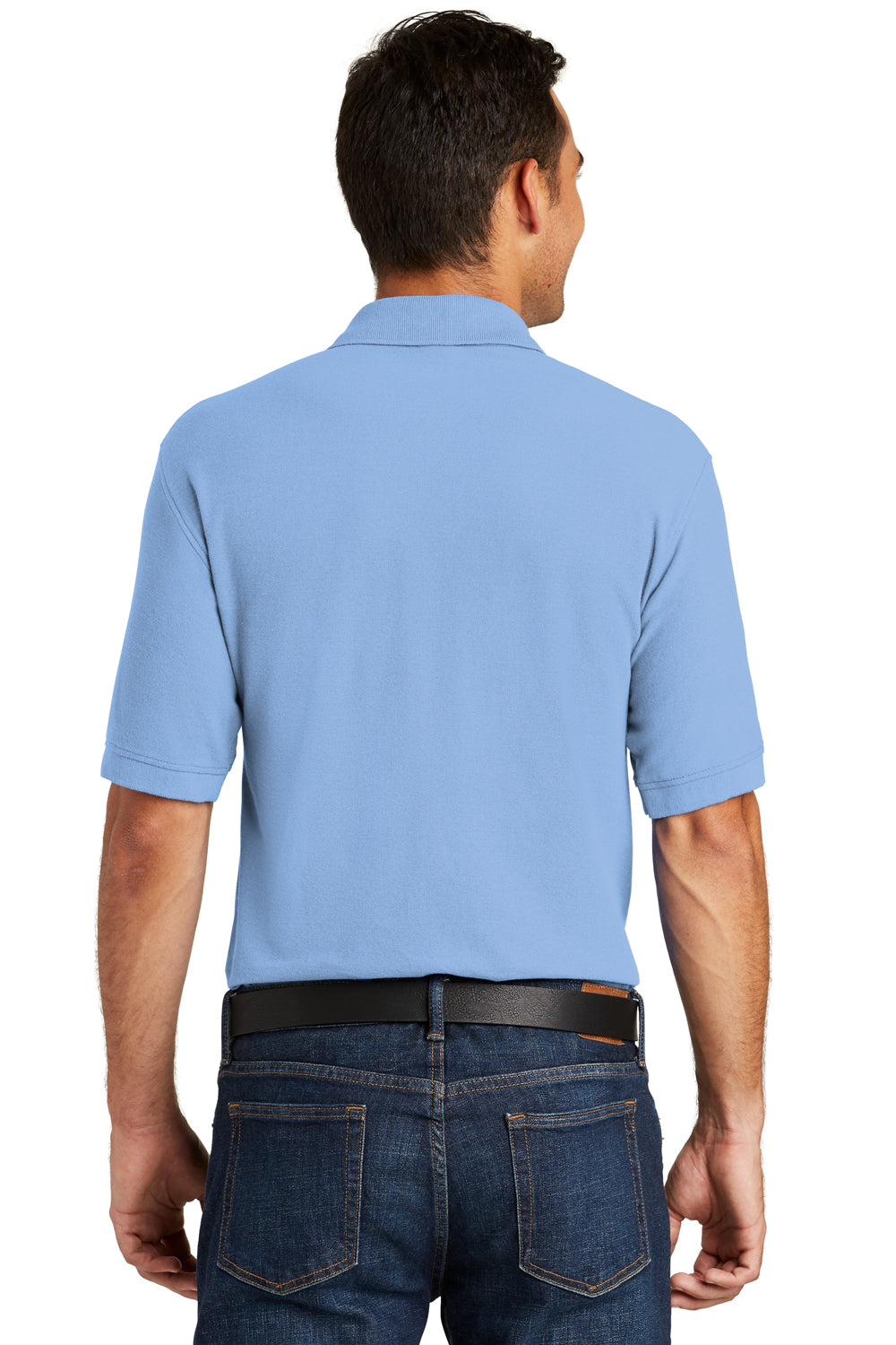 Port & Company KP155 Mens Core Stain Resistant Short Sleeve Polo Shirt Light Blue Back