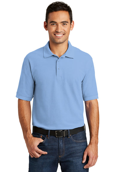 Port & Company KP155 Mens Core Stain Resistant Short Sleeve Polo Shirt Light Blue Front