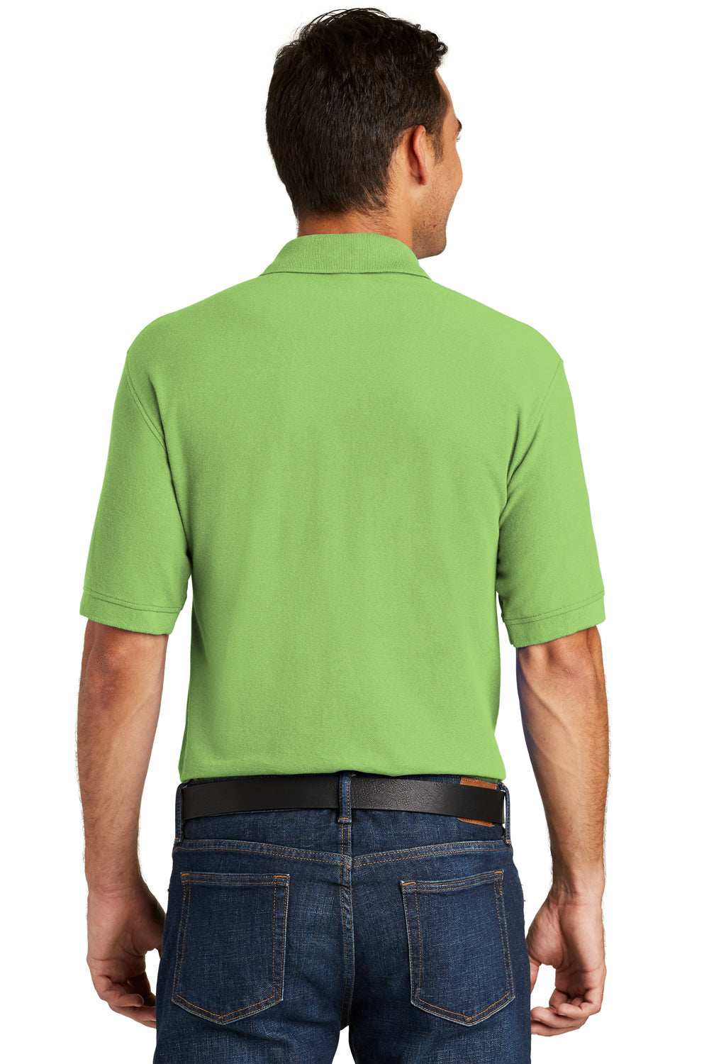 Port & Company KP155 Mens Core Stain Resistant Short Sleeve Polo Shirt Lime Green Back