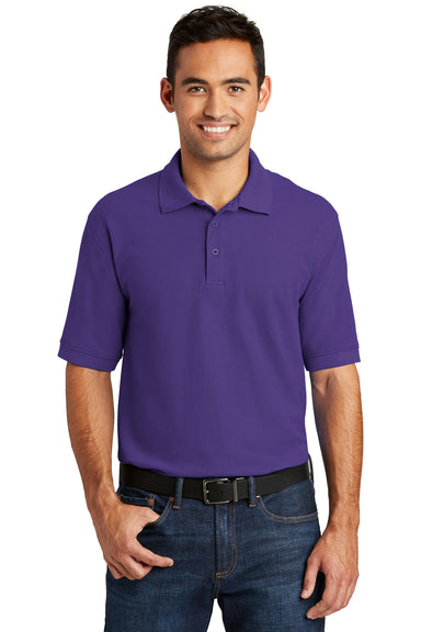Port & Company KP155 Mens Core Stain Resistant Short Sleeve Polo Shirt Purple Front