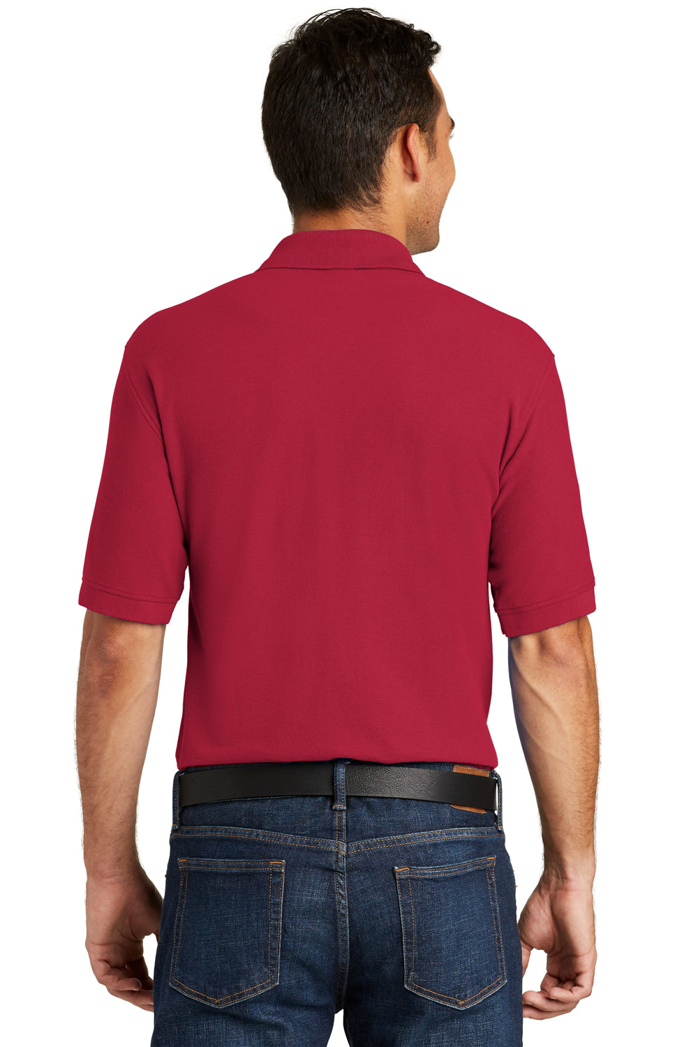 Port & Company KP155 Mens Core Stain Resistant Short Sleeve Polo Shirt Red Back