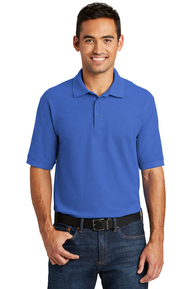Port & Company KP155 Mens Core Stain Resistant Short Sleeve Polo Shirt Royal Blue Front