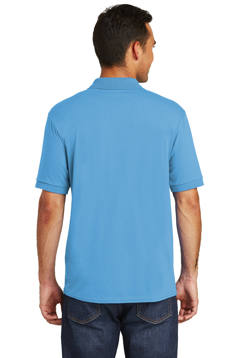Port & Company KP55 Mens Core Stain Resistant Short Sleeve Polo Shirt Aqua Blue Back