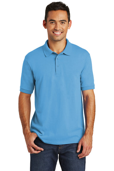 Port & Company KP55 Mens Core Stain Resistant Short Sleeve Polo Shirt Aqua Blue Front