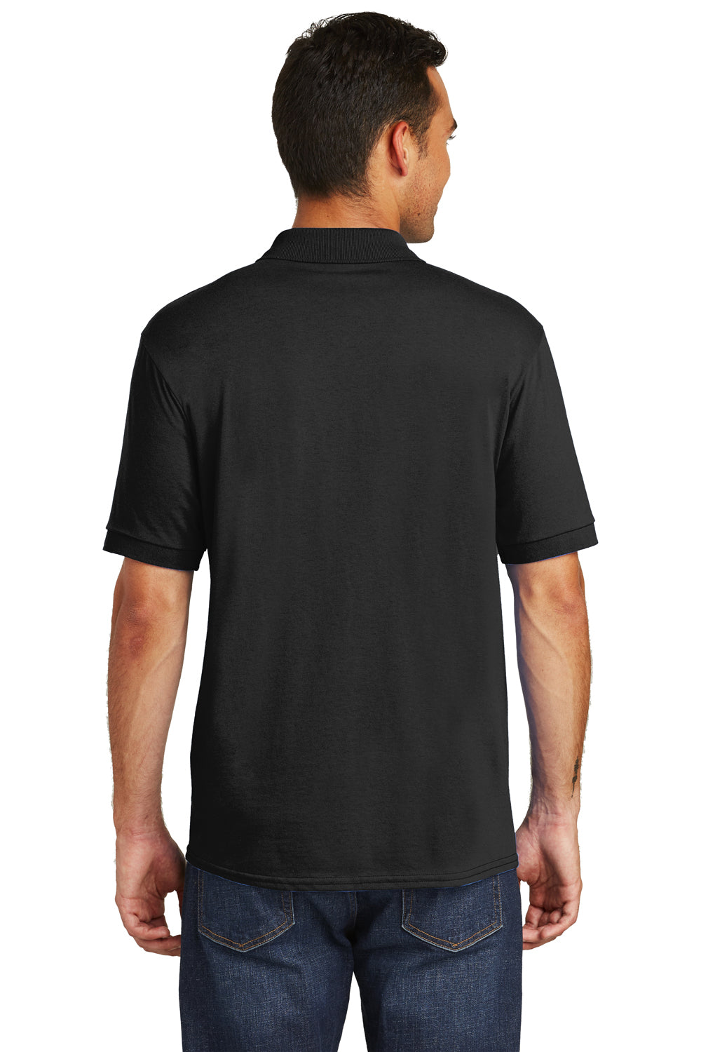 Port & Company KP55 Mens Core Stain Resistant Short Sleeve Polo Shirt Black Back