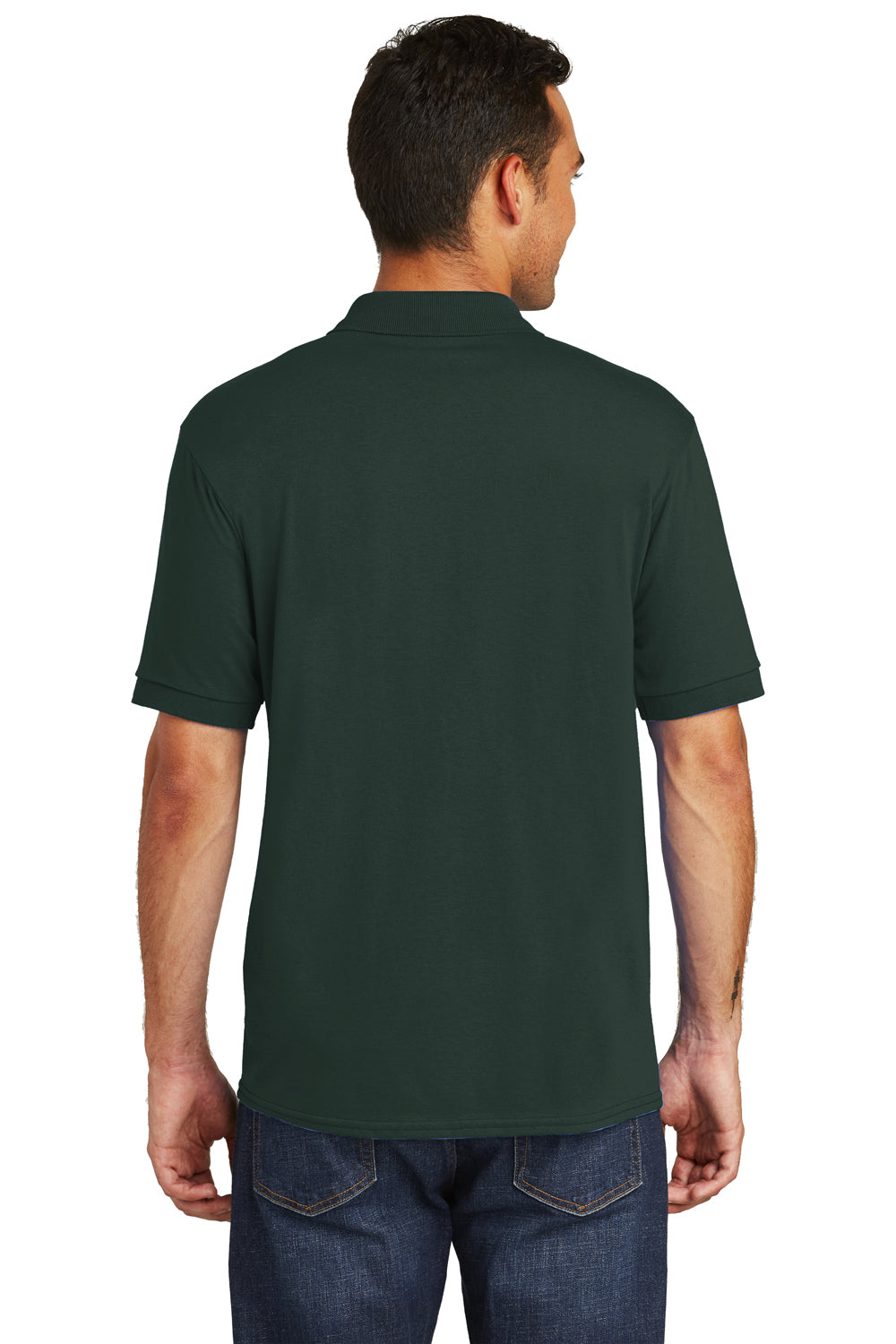 Port & Company KP55 Mens Core Stain Resistant Short Sleeve Polo Shirt Dark Green Back