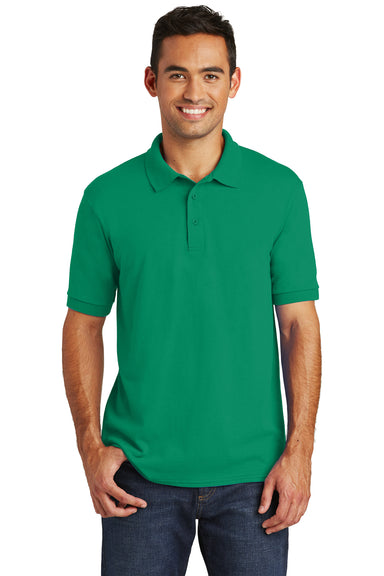 Port & Company KP55 Mens Core Stain Resistant Short Sleeve Polo Shirt Kelly Green Front