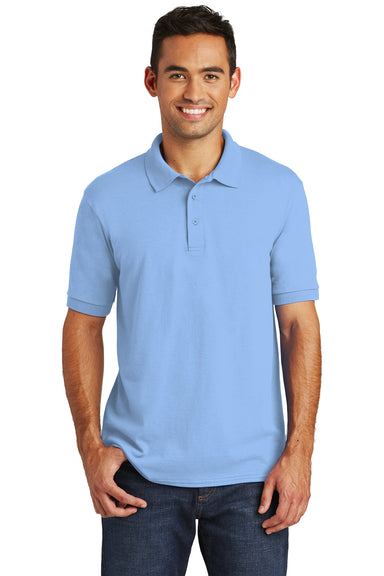 Port & Company KP55 Mens Core Stain Resistant Short Sleeve Polo Shirt Light Blue Front