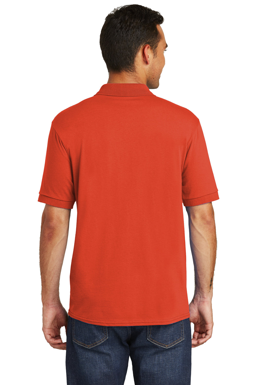 Port & Company KP55 Mens Core Stain Resistant Short Sleeve Polo Shirt Orange Back
