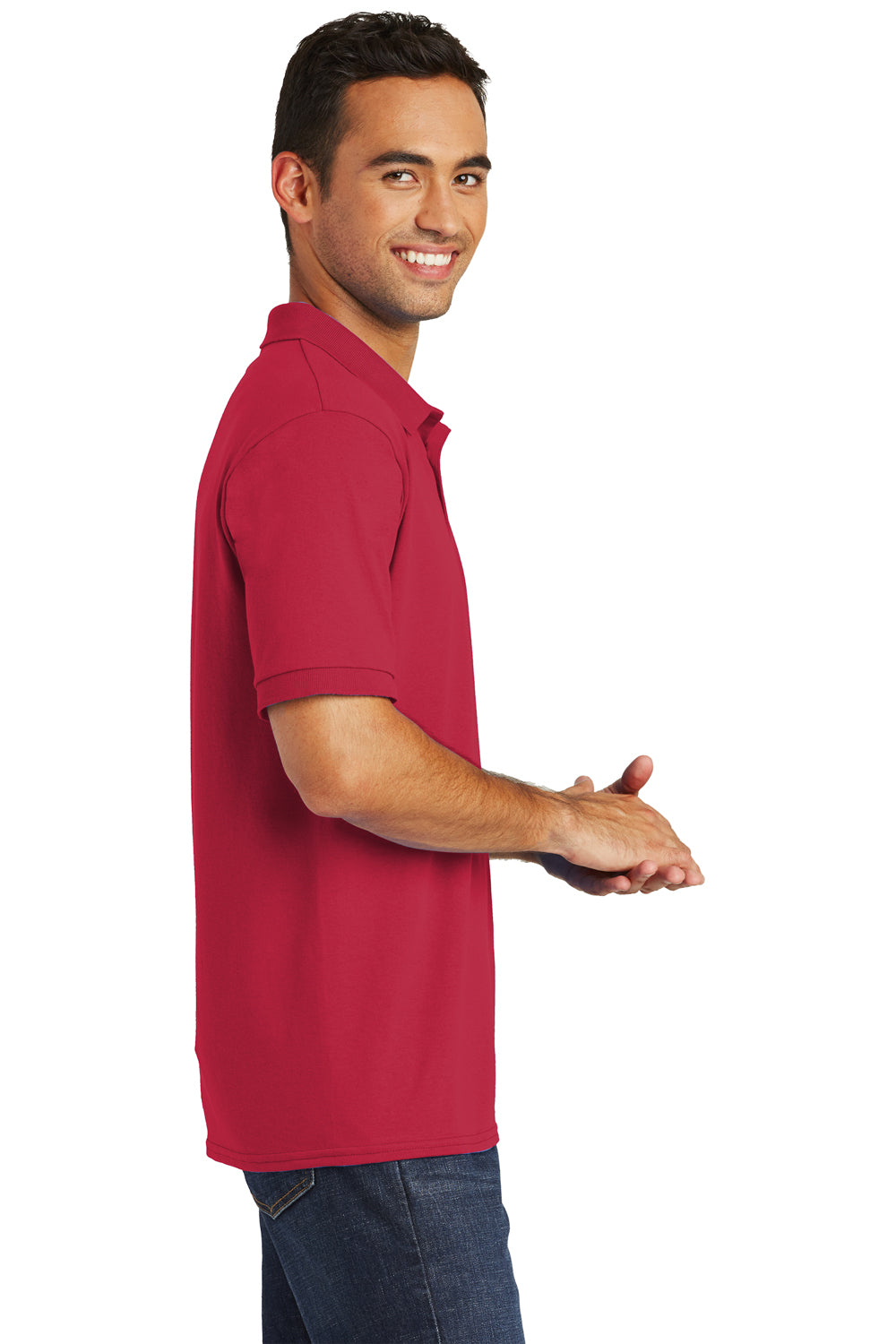 Port & Company KP55 Mens Core Stain Resistant Short Sleeve Polo Shirt Red Side