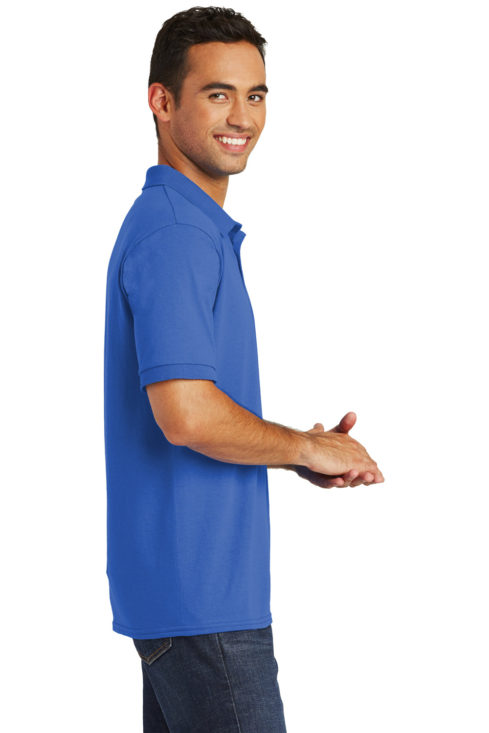 Port & Company KP55 Mens Core Stain Resistant Short Sleeve Polo Shirt Royal Blue Side