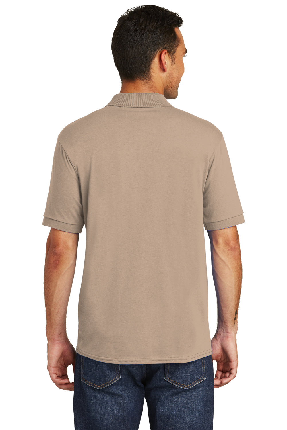 Port & Company KP55 Mens Core Stain Resistant Short Sleeve Polo Shirt Sand Brown Back