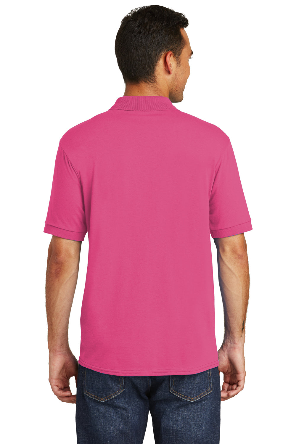 Port & Company KP55 Mens Core Stain Resistant Short Sleeve Polo Shirt Sangria Pink Back