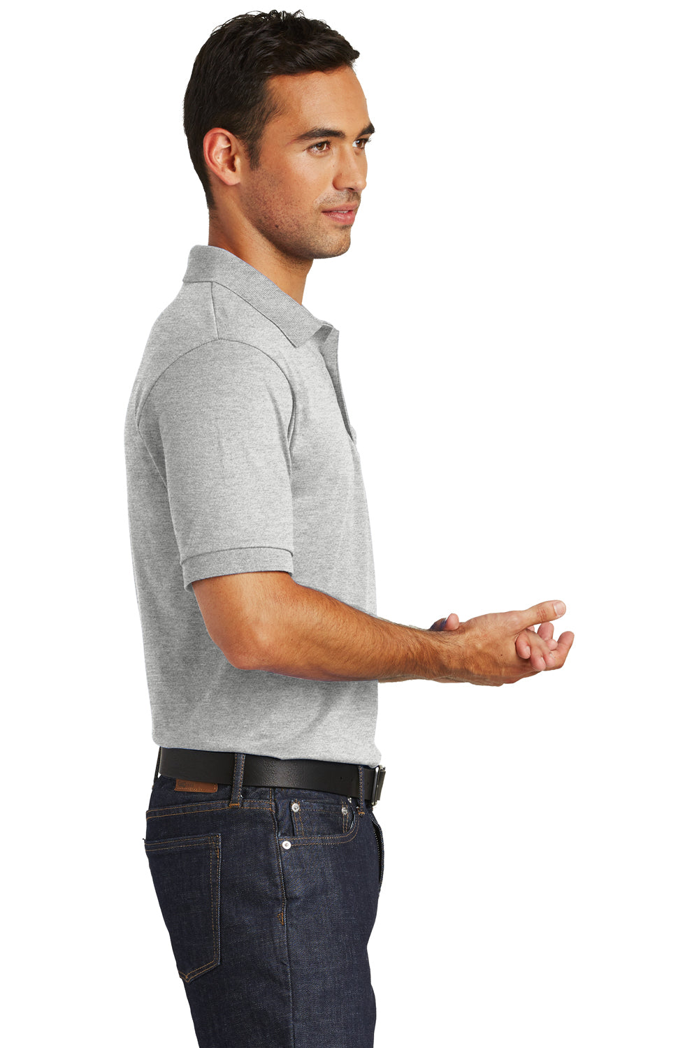 Port & Company KP55P Mens Core Stain Resistant Short Sleeve Polo Shirt w/ Pocket Ash Grey Side