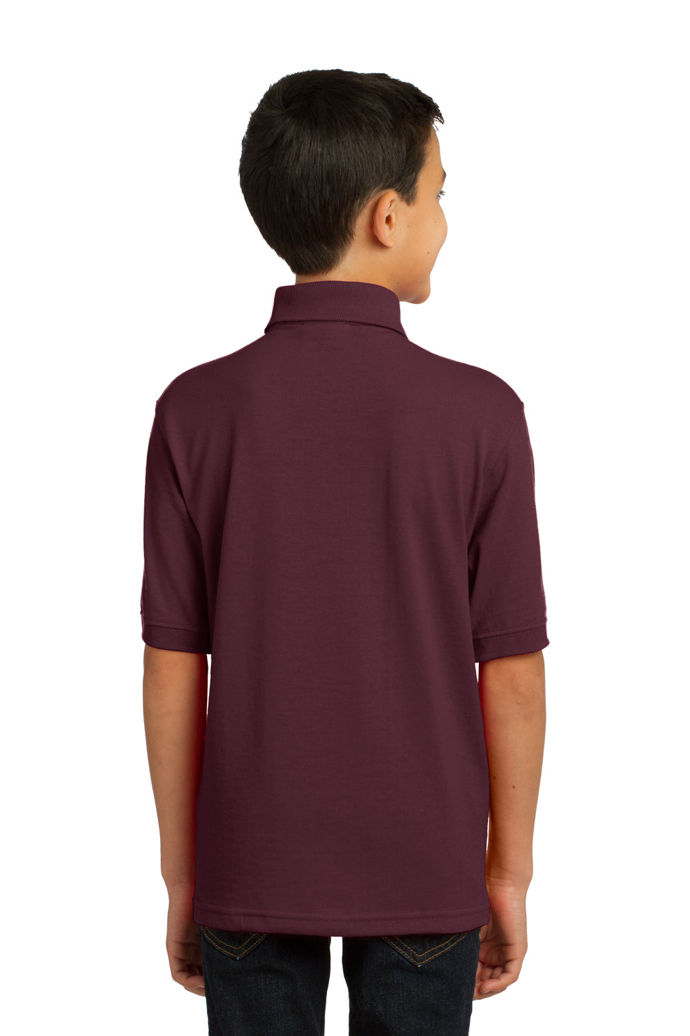 Port & Company KP55Y Youth Core Stain Resistant Short Sleeve Polo Shirt Maroon Back