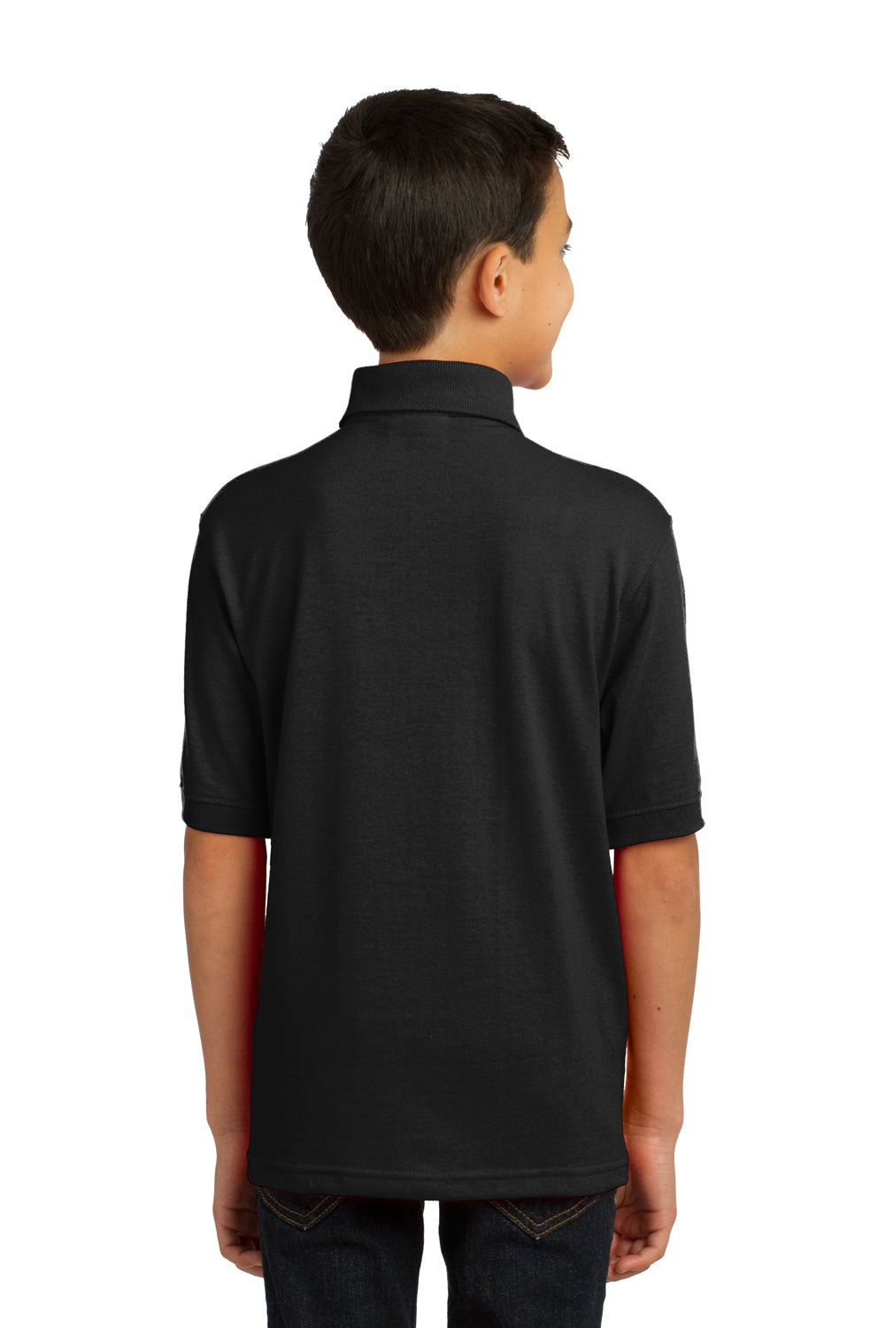 Port & Company KP55Y Youth Core Stain Resistant Short Sleeve Polo Shirt Black Back