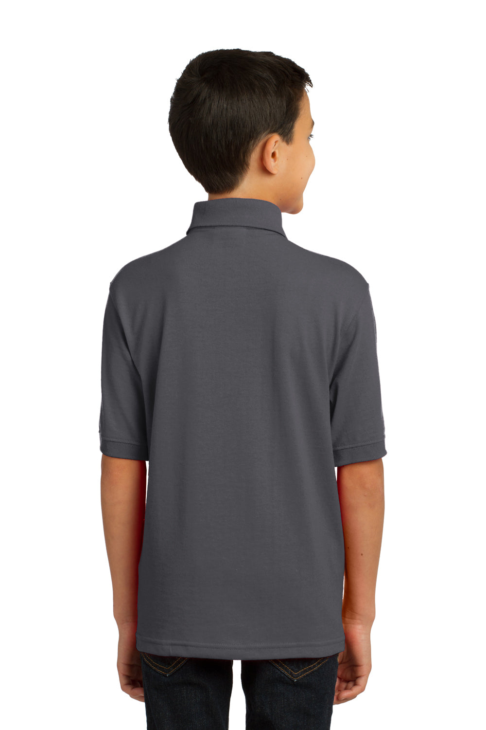 Port & Company KP55Y Youth Core Stain Resistant Short Sleeve Polo Shirt Charcoal Grey Back