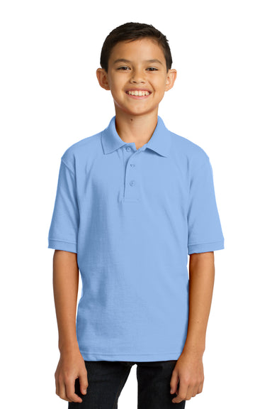 Port & Company KP55Y Youth Core Stain Resistant Short Sleeve Polo Shirt Light Blue Front