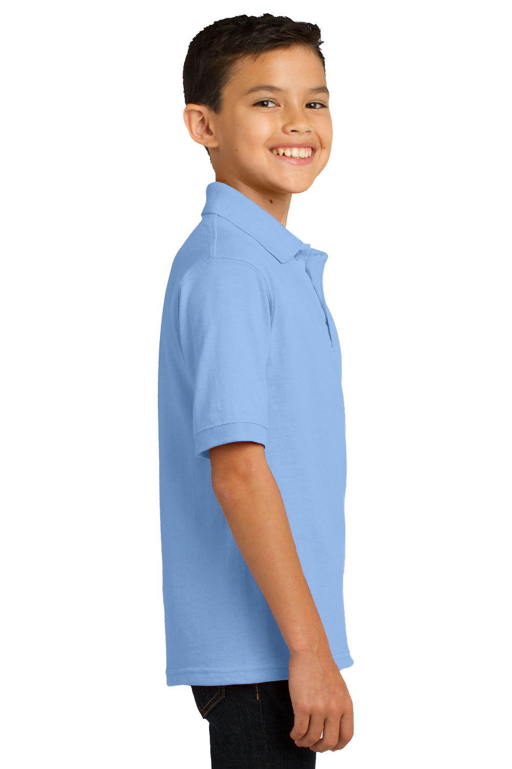 Port & Company KP55Y Youth Core Stain Resistant Short Sleeve Polo Shirt Light Blue Side