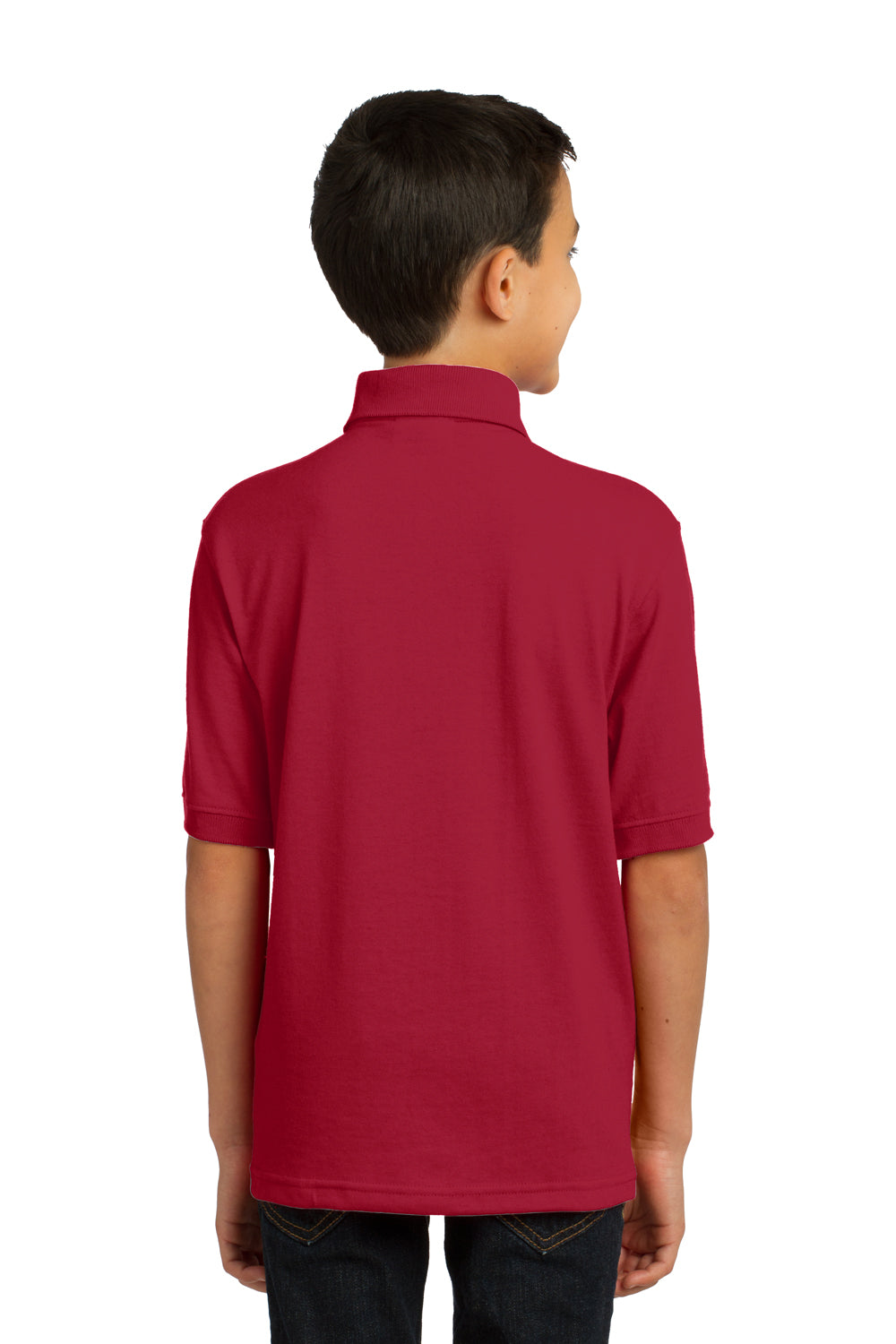 Port & Company KP55Y Youth Core Stain Resistant Short Sleeve Polo Shirt Red Back