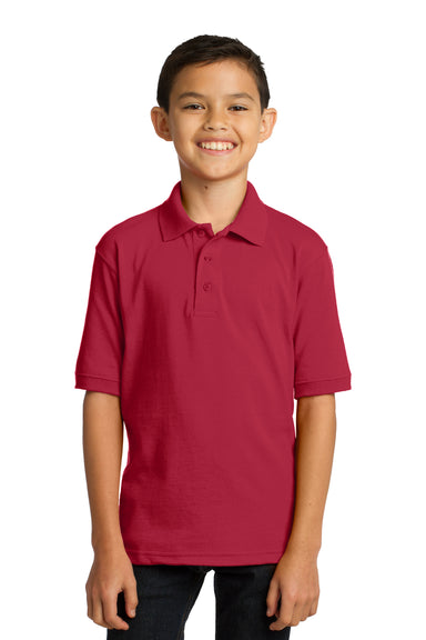 Port & Company KP55Y Youth Core Stain Resistant Short Sleeve Polo Shirt Red Front