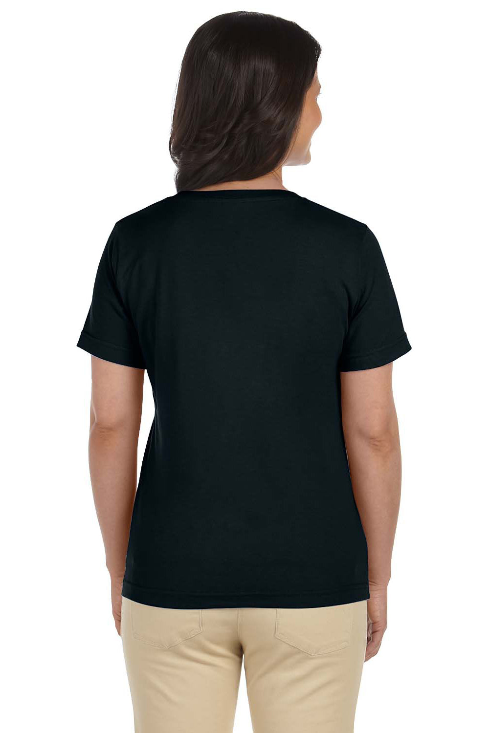 LAT L-3587 Womens Premium Jersey Short Sleeve V-Neck T-Shirt Black Back