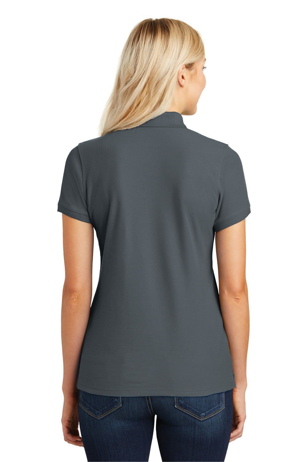 Port Authority L100 Womens Core Classic Short Sleeve Polo Shirt Graphite Grey Back