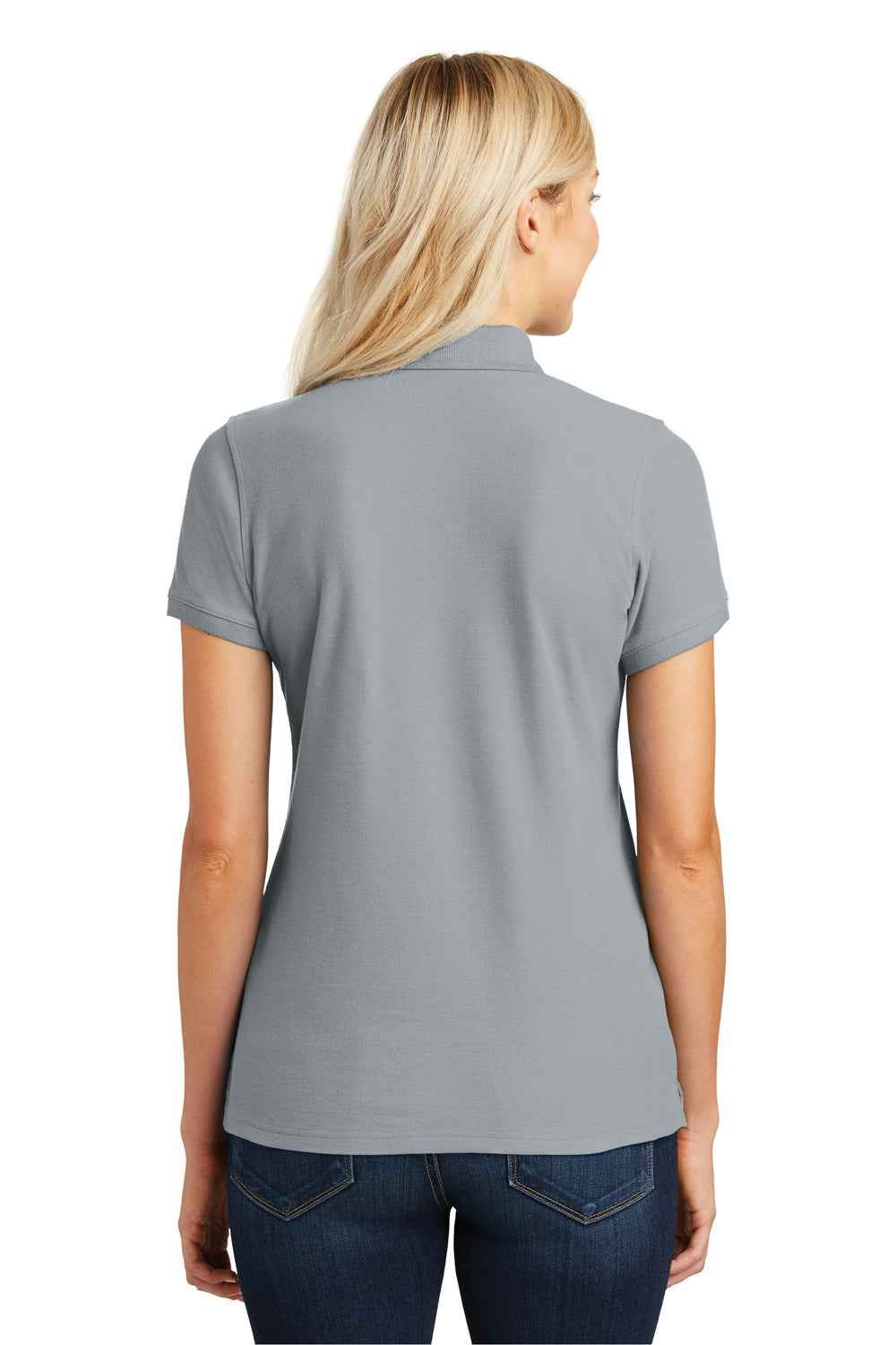 Port Authority L100 Womens Core Classic Short Sleeve Polo Shirt Grey Back