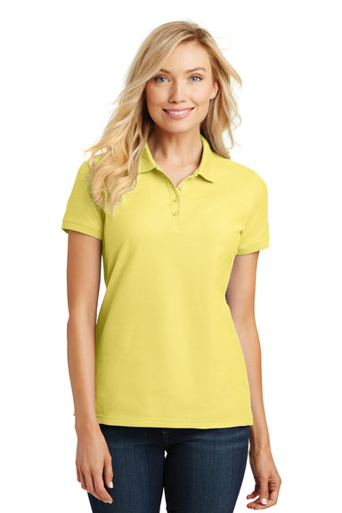 Port Authority L100 Womens Core Classic Short Sleeve Polo Shirt Lemon Yellow Front
