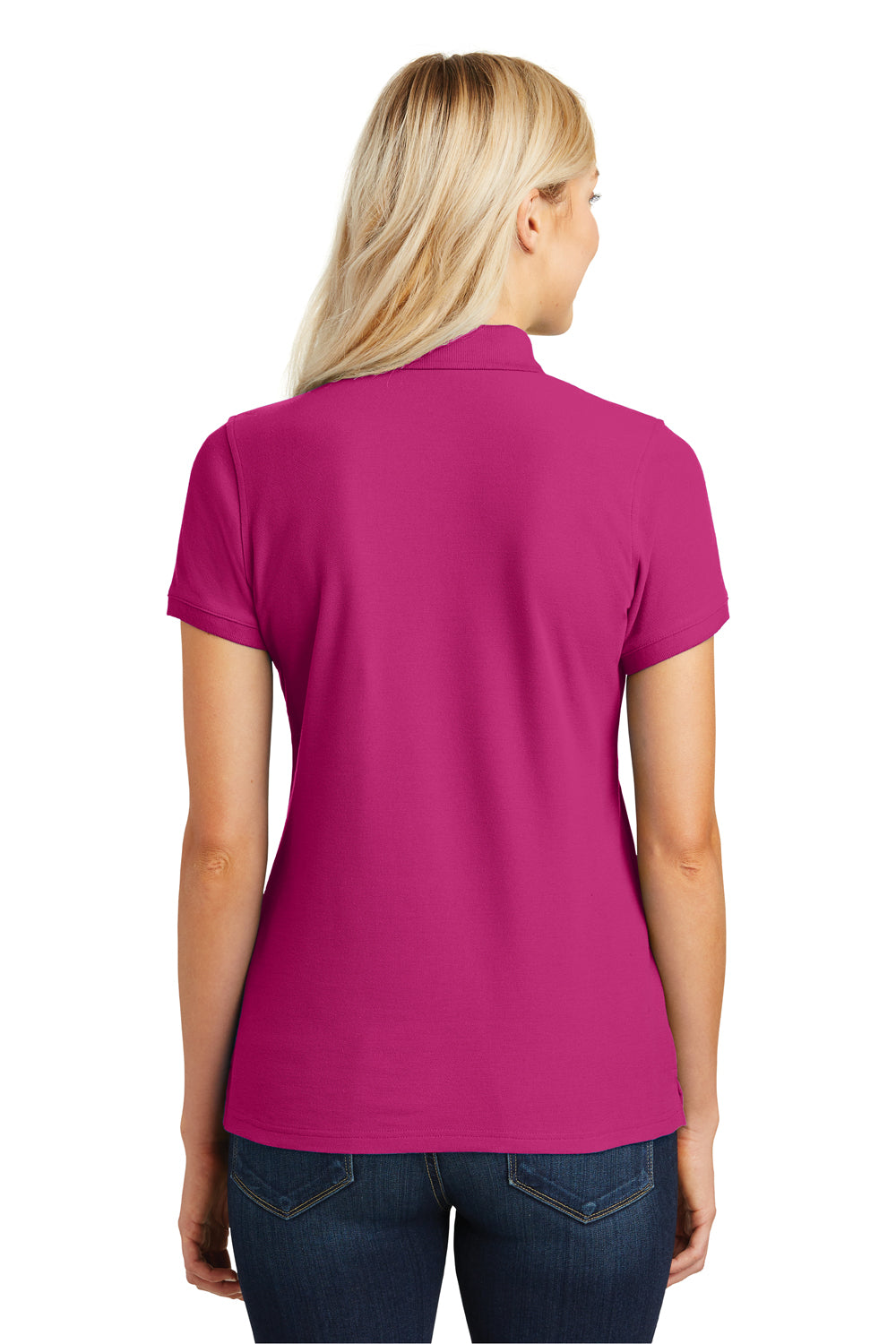 Port Authority L100 Womens Core Classic Short Sleeve Polo Shirt Azalea Pink Back
