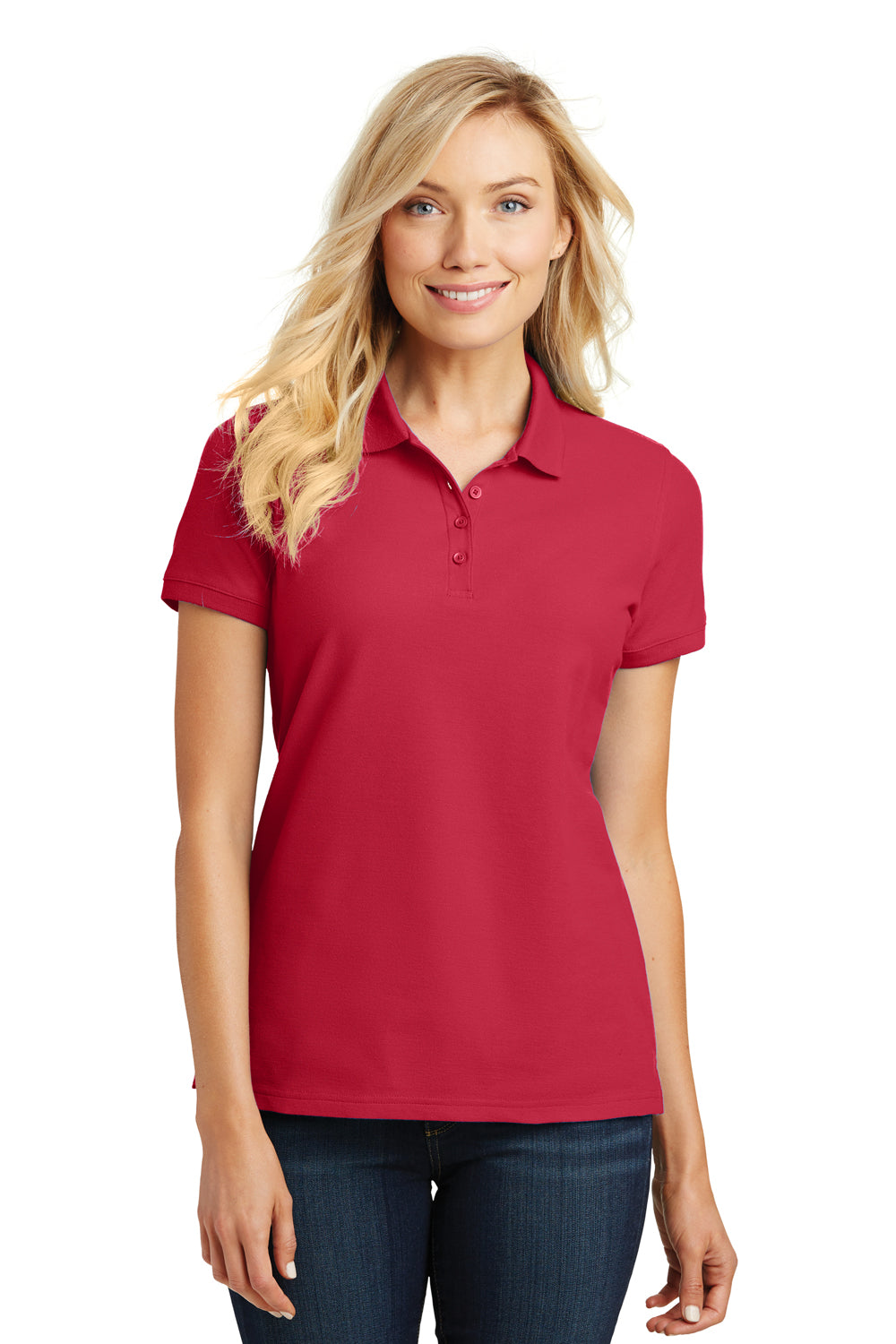 Port Authority L100 Womens Core Classic Short Sleeve Polo Shirt Red Front