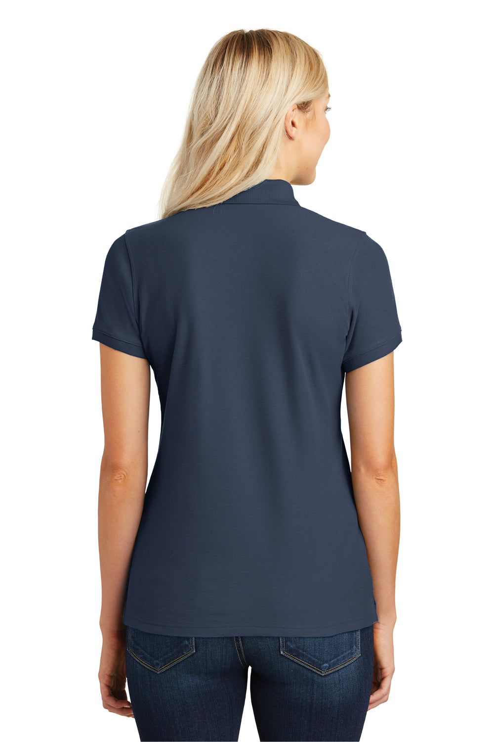 Port Authority L100 Womens Core Classic Short Sleeve Polo Shirt Navy Blue Back