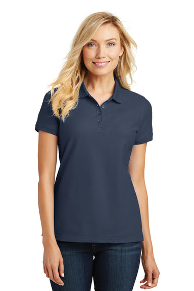 Port Authority L100 Womens Core Classic Short Sleeve Polo Shirt Navy Blue Front