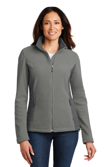 Port Authority L216 Womens Full Zip Fleece Jacket Smoke Grey/Grey Front