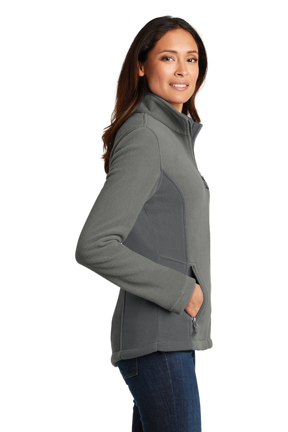 Port Authority L216 Womens Full Zip Fleece Jacket Smoke Grey/Grey Side
