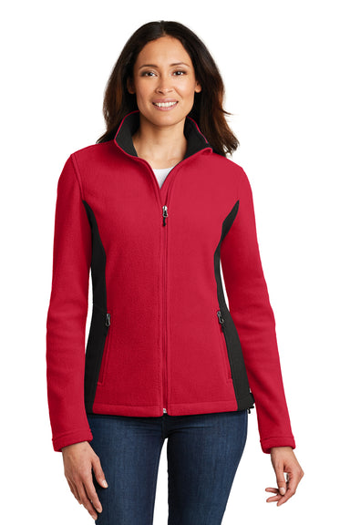 Port Authority L216 Womens Full Zip Fleece Jacket Red/Black Front