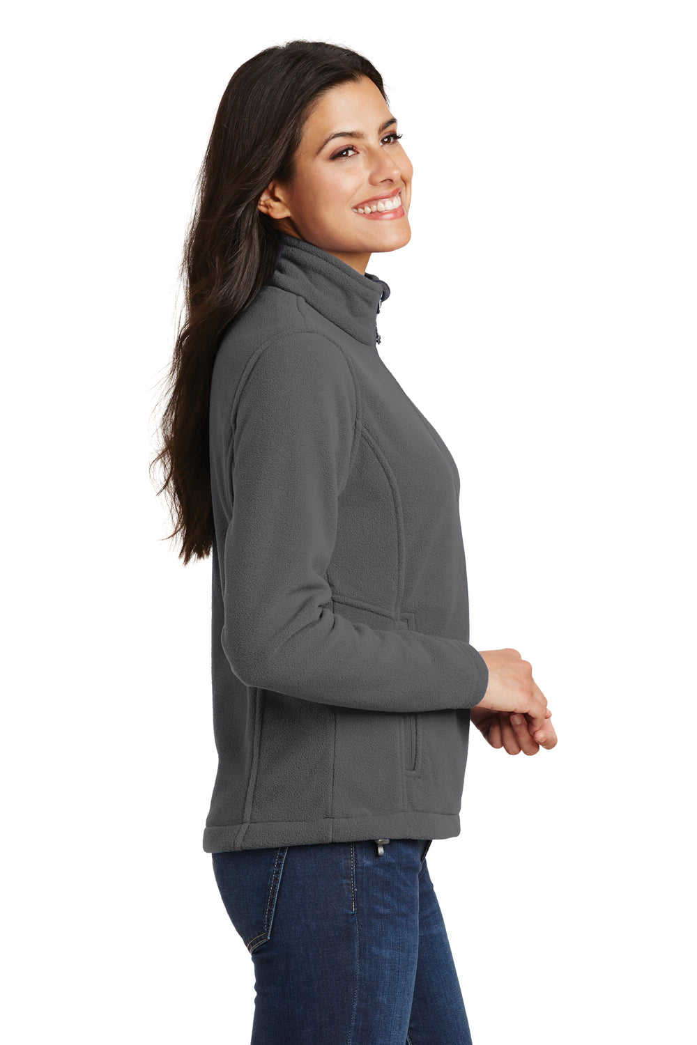 Port Authority L217 Womens Full Zip Fleece Jacket Iron Grey Side