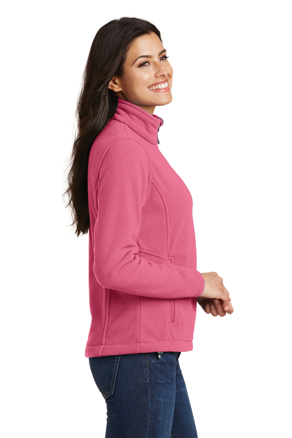 Port Authority L217 Womens Full Zip Fleece Jacket Pink Blossom Side